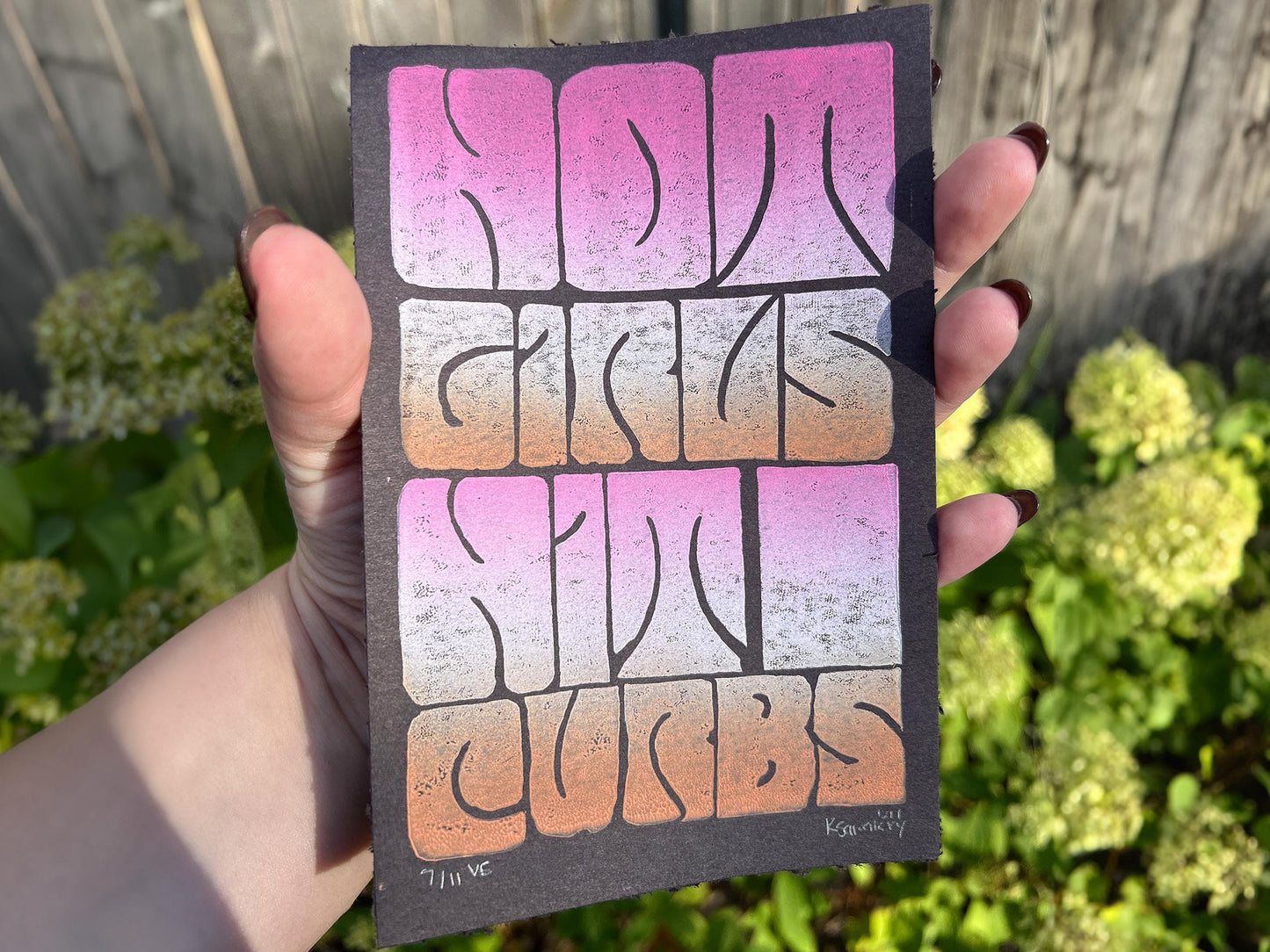 Hot Girls Hit Curbs - Varied Edition - Linocut Block Print