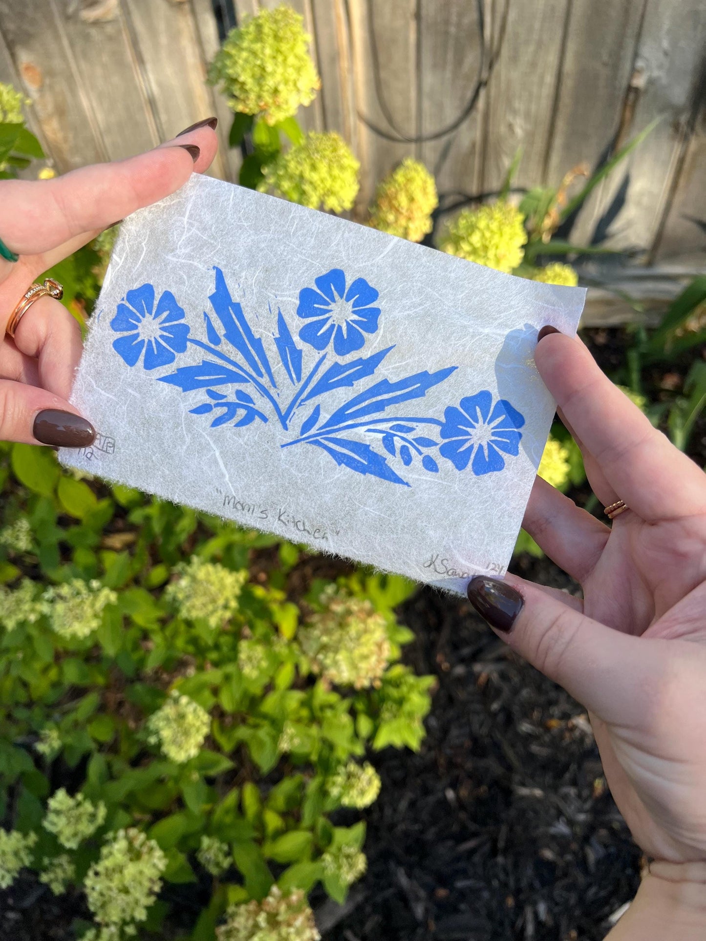 Mom's Kitchen Linocut Block Print