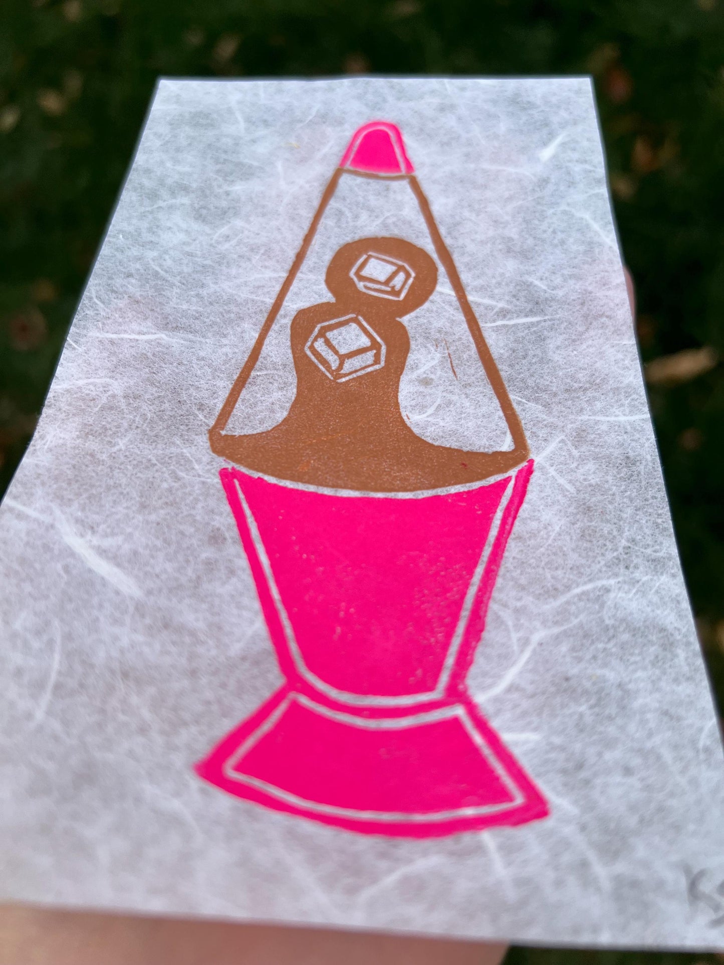 Iced Coffee Lava Lamp Lino Block Print