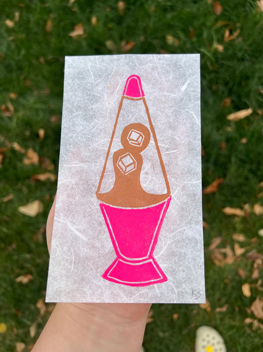 Iced Coffee Lava Lamp Lino Block Print