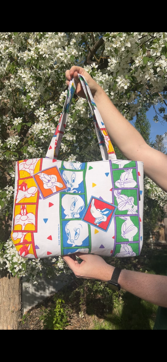 Looney Tunes - Patches - Upcycled Tote Bag