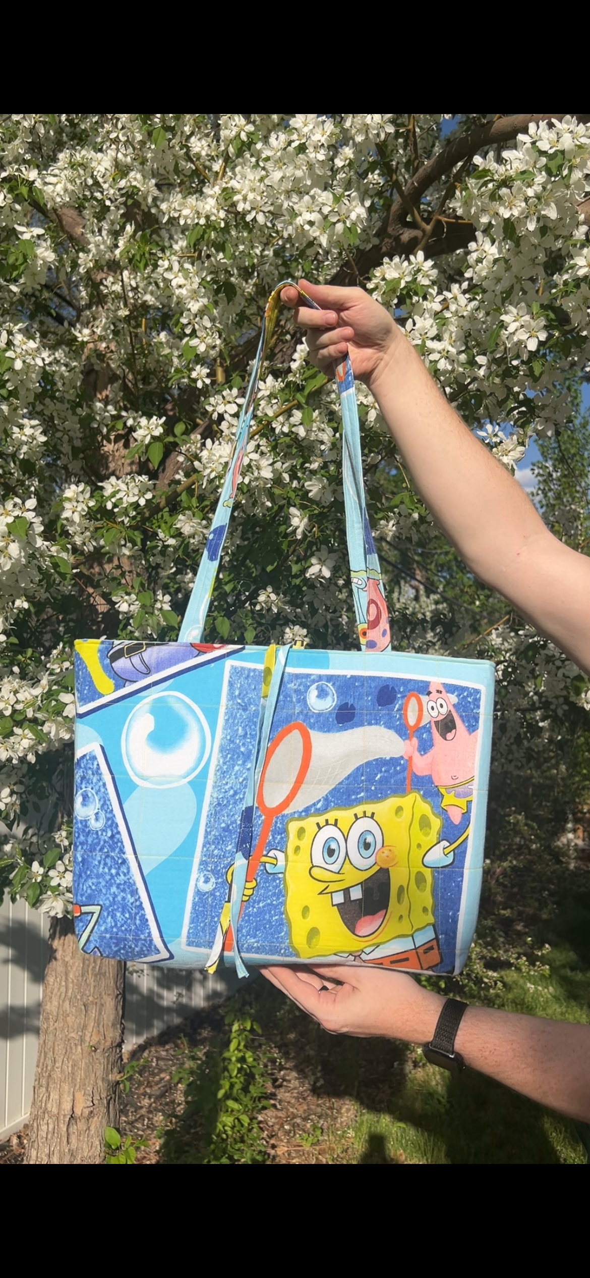 Square Pants 2000 - Upcycled Tote Bag