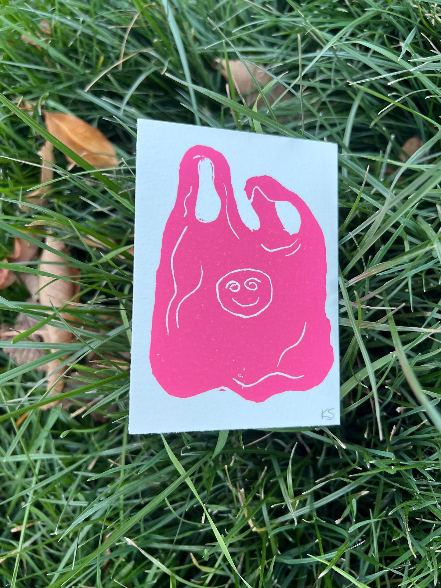 Plastic Bag Lino Block Print