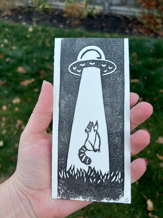 Take Me To Your Trash Can Linocut Block Print
