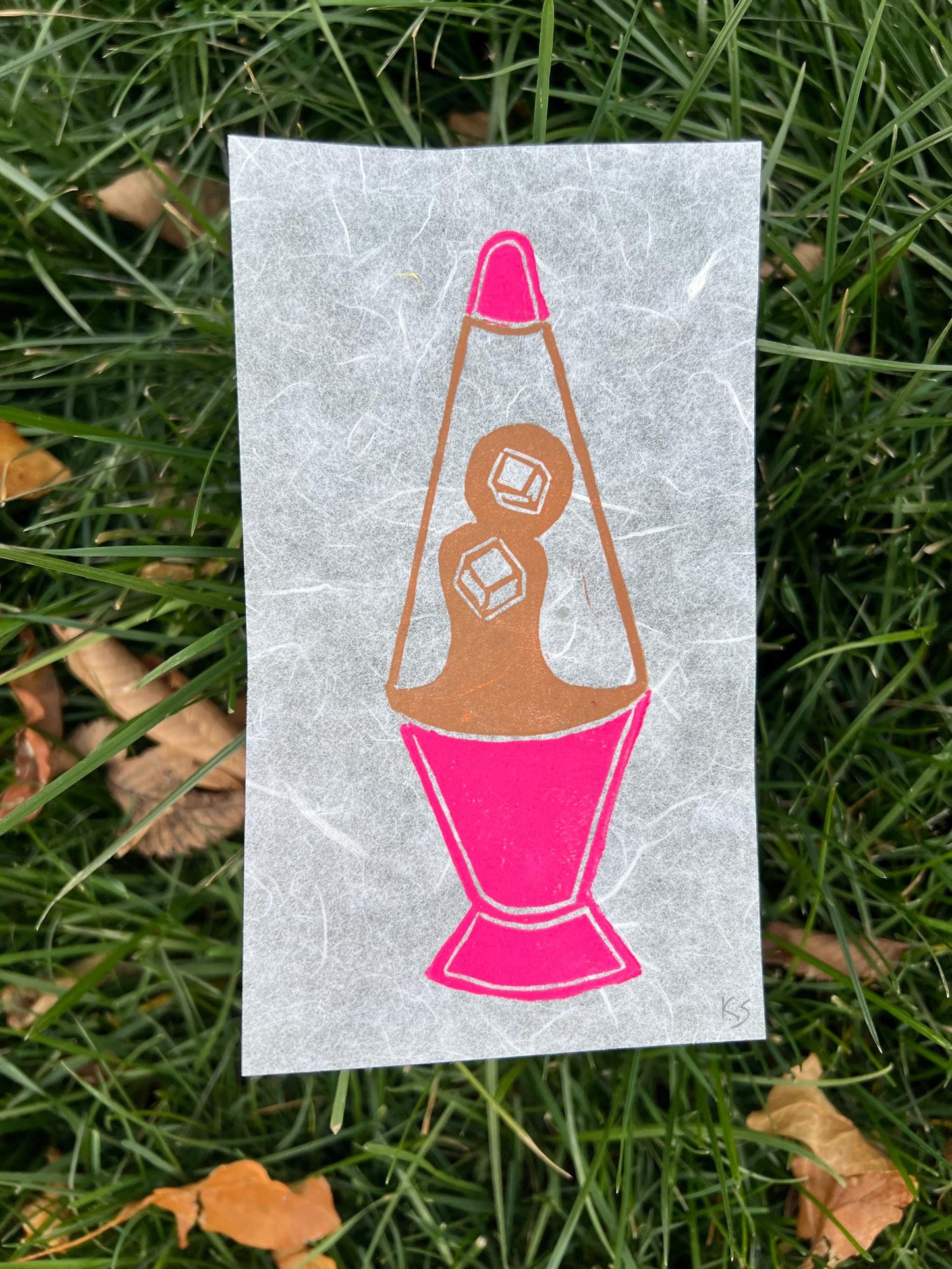 Iced Coffee Lava Lamp Lino Block Print