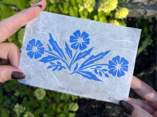 Mom's Kitchen Linocut Block Print
