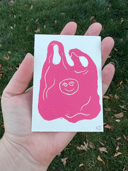 Plastic Bag Lino Block Print